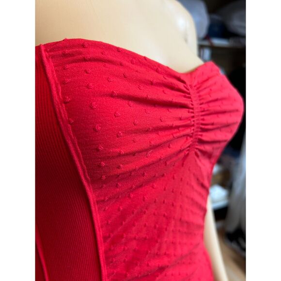 Free People Intimately Ruched Bodycon Dress size M/L Red E72 - Picture 7 of 12